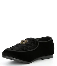 Kurt Geiger London Boys' Hugh Quilted Suede Logo Ornament Slip On Loafers (Toddler)