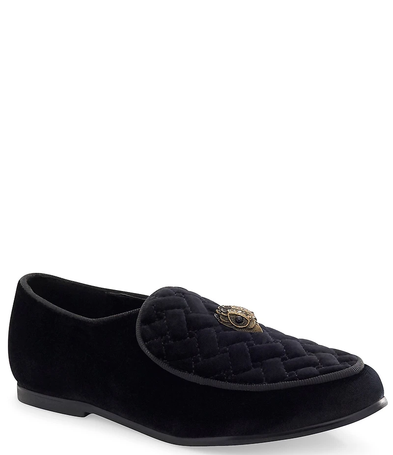 Kurt Geiger London Boys' Hugh Quilted Suede Logo Ornament Slip On Loafers (Youth)