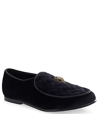 Kurt Geiger London Boys' Hugh Quilted Suede Logo Ornament Slip On Loafers (Youth)