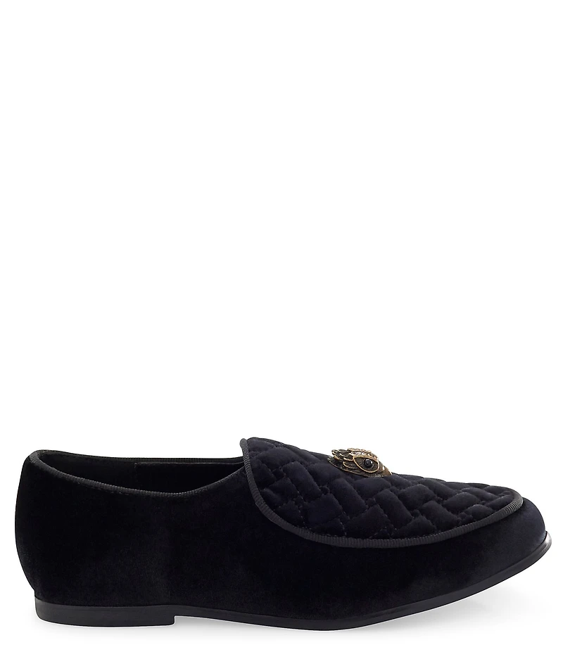 Kurt Geiger London Boys' Hugh Quilted Suede Logo Ornament Slip On Loafers (Youth)