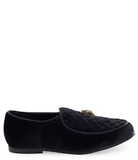 Kurt Geiger London Boys' Hugh Quilted Suede Logo Ornament Slip On Loafers (Youth)