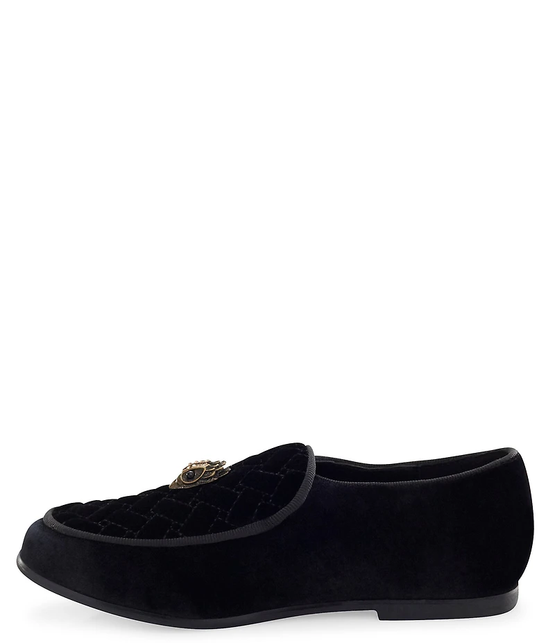 Kurt Geiger London Boys' Hugh Quilted Suede Logo Ornament Slip On Loafers (Youth)