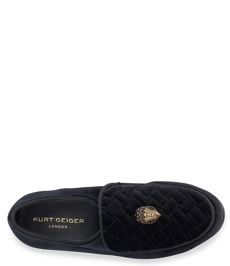 Kurt Geiger London Boys' Hugh Quilted Suede Logo Ornament Slip On Loafers (Youth)