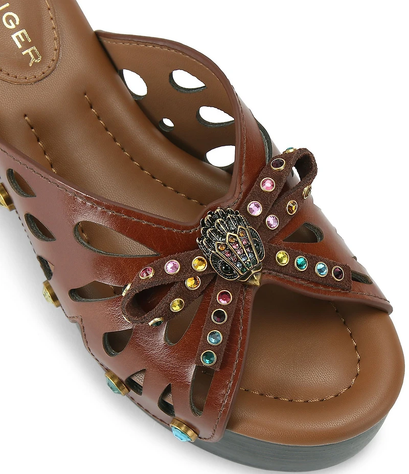 Kurt Geiger London Butterfly Leather Bow Logo Wedge Sandals
