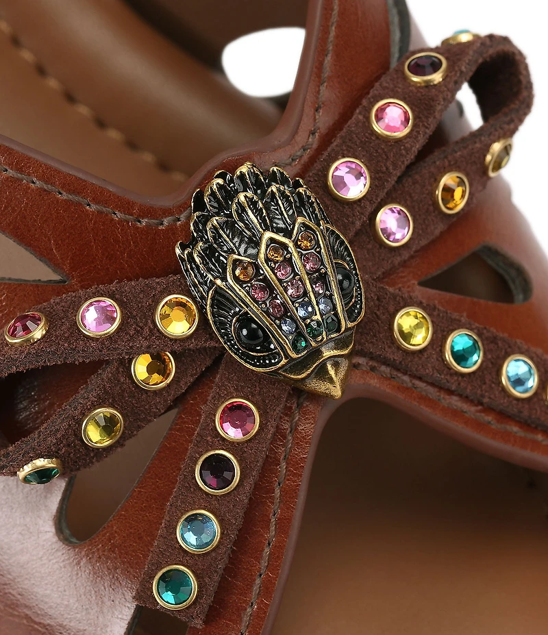 Kurt Geiger London Butterfly Leather Bow Logo Wedge Sandals