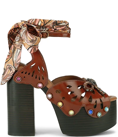 Kurt Geiger London Butterfly Leather Jewel Embellished Bow Logo Platform Sandals