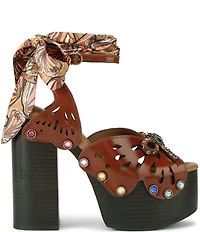 Kurt Geiger London Butterfly Leather Jewel Embellished Bow Logo Platform Sandals