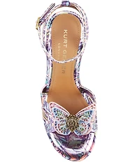 Kurt Geiger London Butterfly Silk Ankle Tie Embellished Platform Wedge Sandals