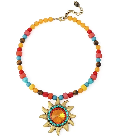 Kurt Geiger London Celestial Sunburst Pendant Resin Beaded Collar Necklace