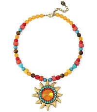 Kurt Geiger London Celestial Sunburst Pendant Resin Beaded Collar Necklace