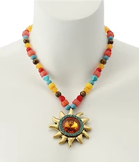 Kurt Geiger London Celestial Sunburst Pendant Resin Beaded Collar Necklace