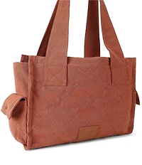 Kurt Geiger London Celia Canvas Overstich Quilted Fabric Rope Fish & Beaded Charm Tote Bag