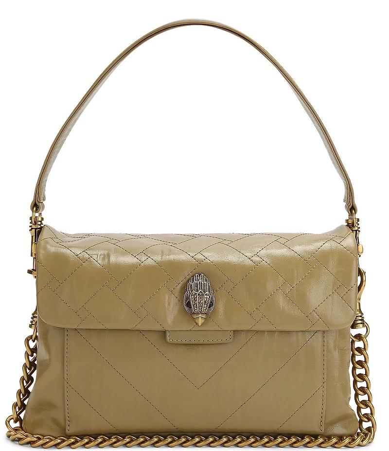 Kurt Geiger London Celia Crinkle Leather Overstich Quilted Shoulder Bag