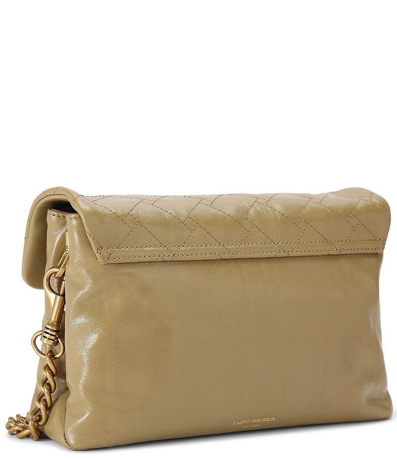 Kurt Geiger London Celia Crinkle Leather Overstich Quilted Shoulder Bag