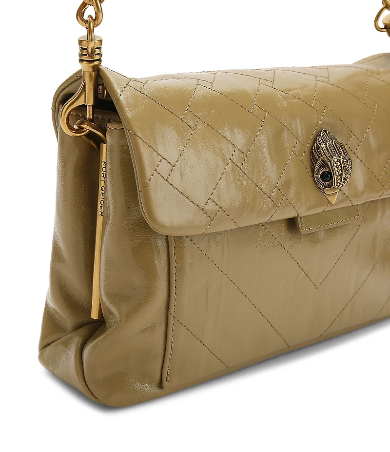 Kurt Geiger London Celia Crinkle Leather Overstich Quilted Shoulder Bag