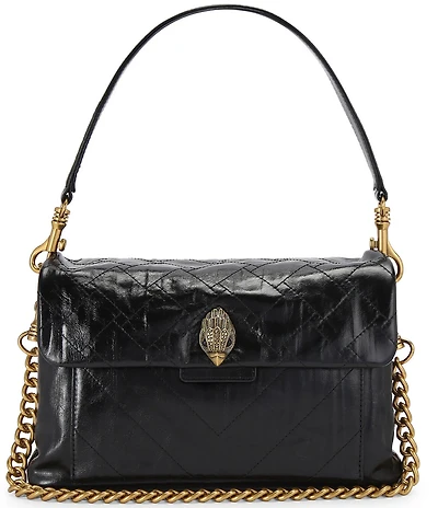 Kurt Geiger London Celia Crinkle Leather Overstich Quilted Shoulder Bag