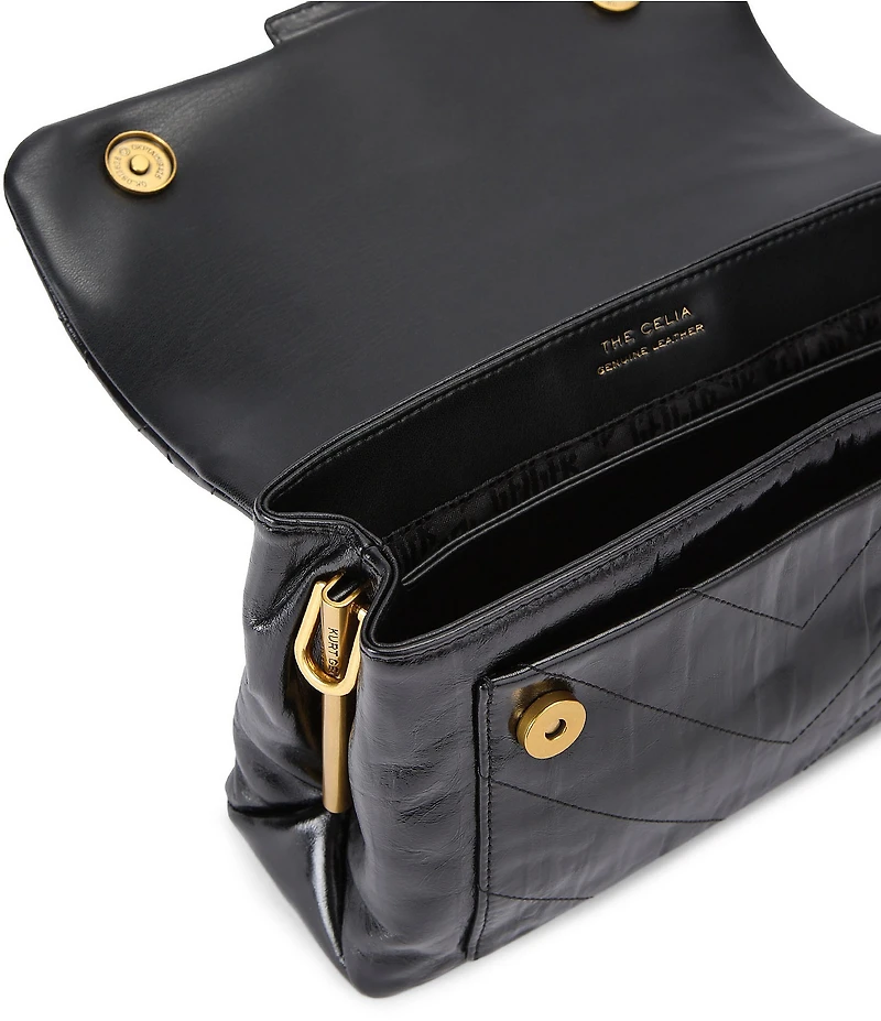 Kurt Geiger London Celia Crinkle Leather Overstich Quilted Shoulder Bag