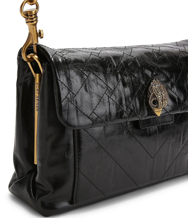 Kurt Geiger London Celia Crinkle Leather Overstich Quilted Shoulder Bag
