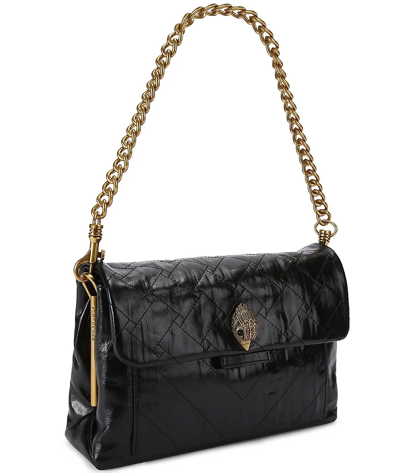Kurt Geiger London Celia Crinkle Leather Overstich Quilted Shoulder Bag