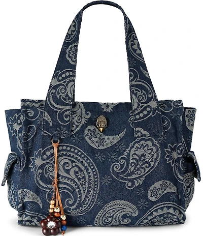Kurt Geiger London Celia Denim Paisley Canvas Tote Shoulder Bag