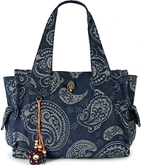 Kurt Geiger London Celia Denim Paisley Canvas Tote Shoulder Bag