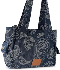 Kurt Geiger London Celia Denim Paisley Canvas Tote Shoulder Bag