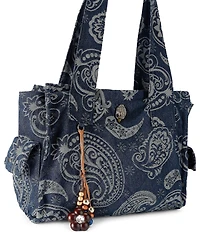 Kurt Geiger London Celia Denim Paisley Canvas Tote Shoulder Bag