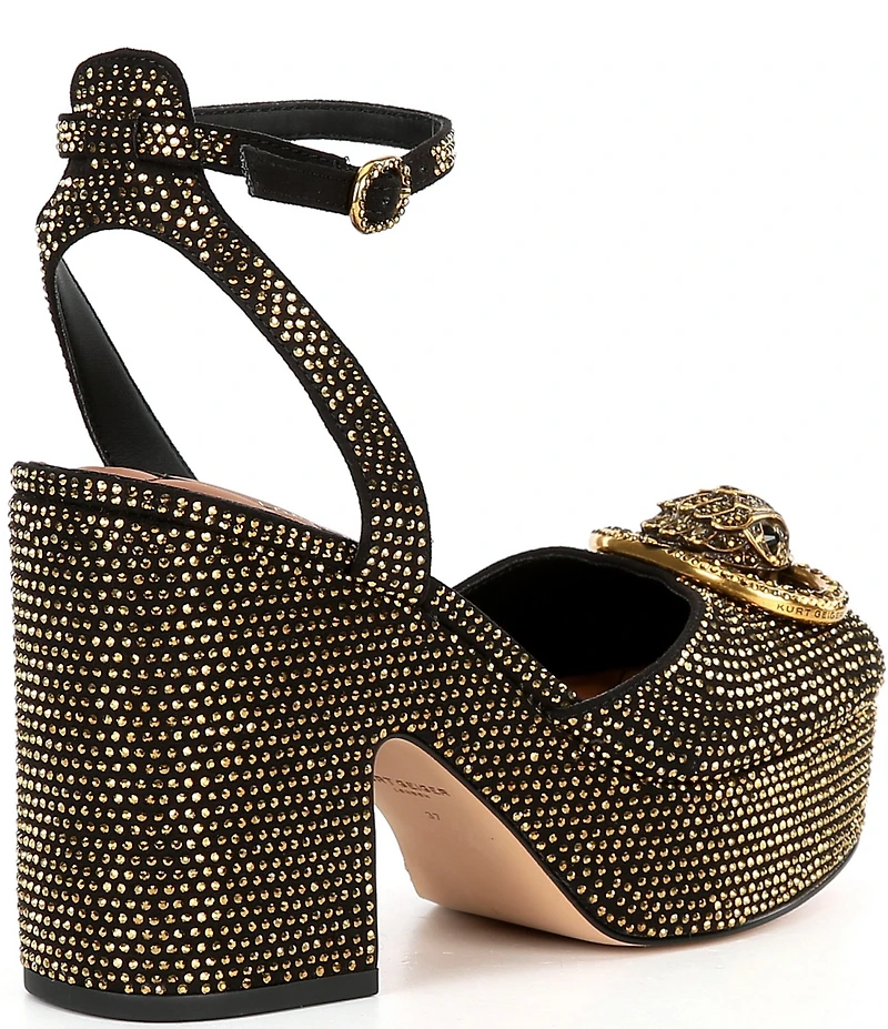 Kurt Geiger London Chelsea Crystal Embellished Logo Ornament Ankle Wrap Platform Pumps