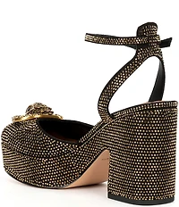 Kurt Geiger London Chelsea Crystal Embellished Logo Ornament Ankle Wrap Platform Pumps