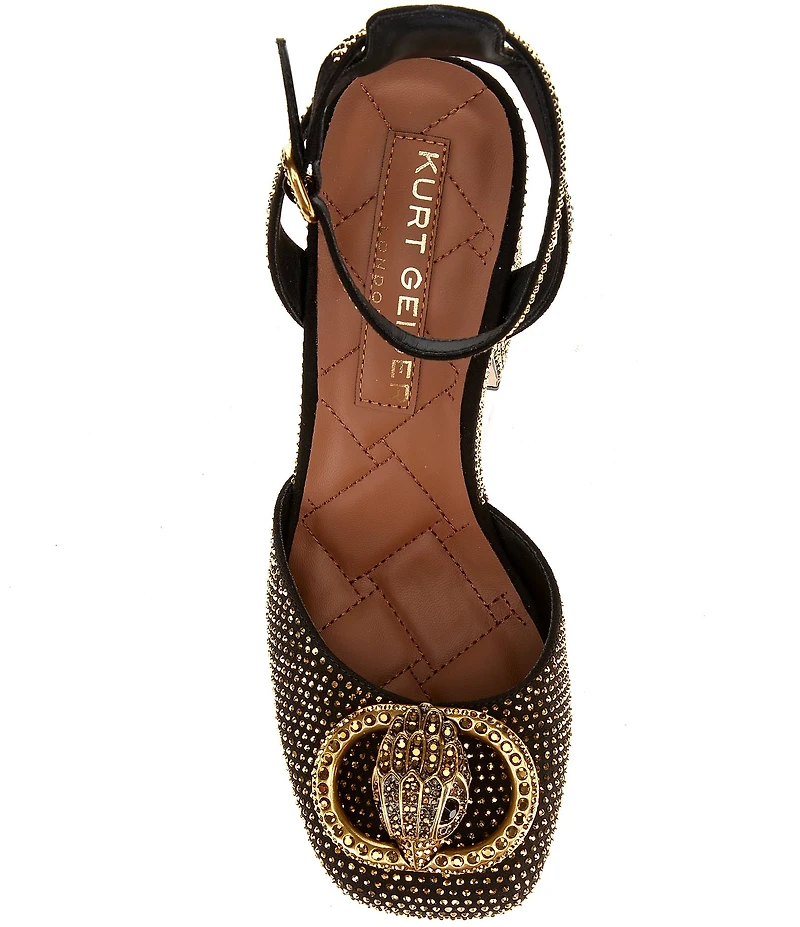 Kurt Geiger London Chelsea Crystal Embellished Logo Ornament Ankle Wrap Platform Pumps