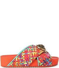 Kurt Geiger London Chelsea Checked Cross Strap Platform Slide Sandals