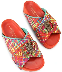 Kurt Geiger London Chelsea Checked Cross Strap Platform Slide Sandals