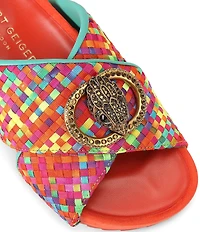 Kurt Geiger London Chelsea Checked Cross Strap Platform Slide Sandals