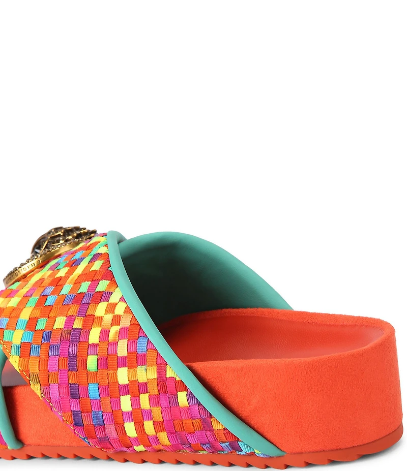 Kurt Geiger London Chelsea Checked Cross Strap Platform Slide Sandals