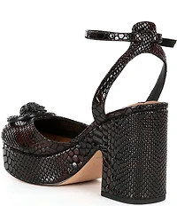 Kurt Geiger London Chelsea Leather Snake Embossed Logo Ornament Platform Pumps