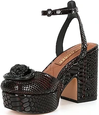 Kurt Geiger London Chelsea Leather Snake Embossed Logo Ornament Platform Pumps