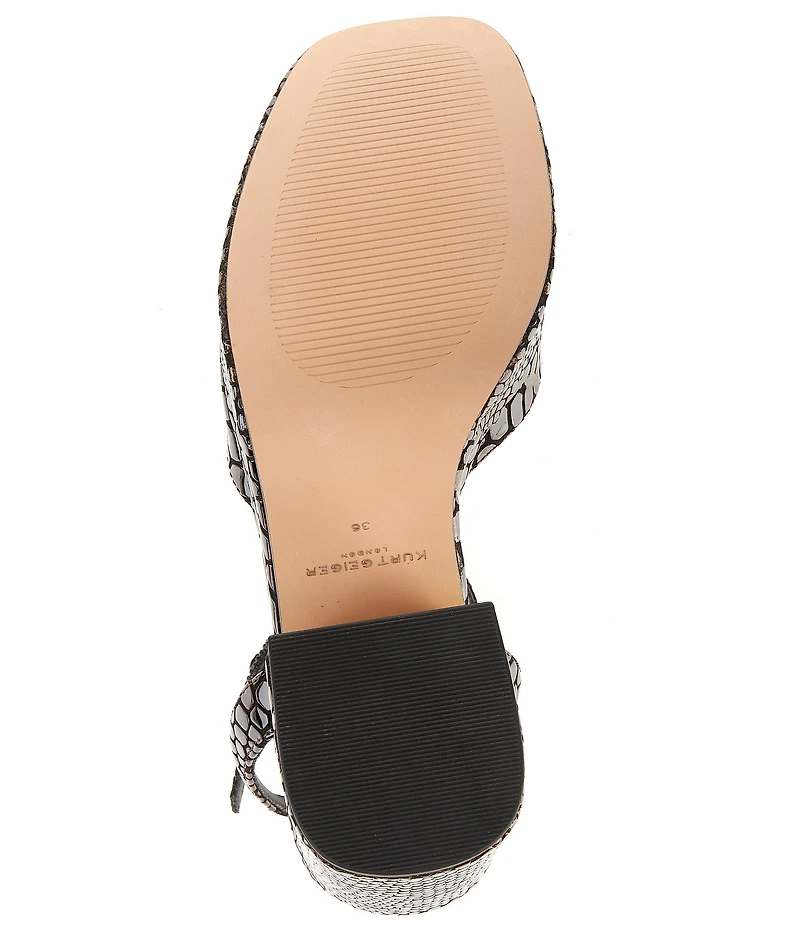 Kurt Geiger London Chelsea Leather Snake Embossed Logo Ornament Platform Pumps