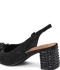 Kurt Geiger London Chelsea Crystal Embellished Drench Logo Ornament Slingback Block Pumps