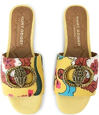 Kurt Geiger London Chelsea Crystal Embellished Ornament Flat Slide Sandals