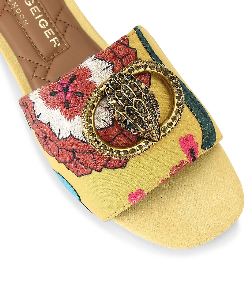 Kurt Geiger London Chelsea Crystal Embellished Ornament Flat Slide Sandals