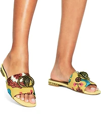 Kurt Geiger London Chelsea Crystal Embellished Ornament Flat Slide Sandals