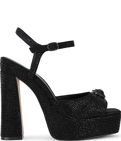 Kurt Geiger London Chelsea Embellished Ankle Strap Peep Toe Platform Dress Sandals