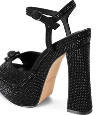 Kurt Geiger London Chelsea Embellished Ankle Strap Peep Toe Platform Dress Sandals
