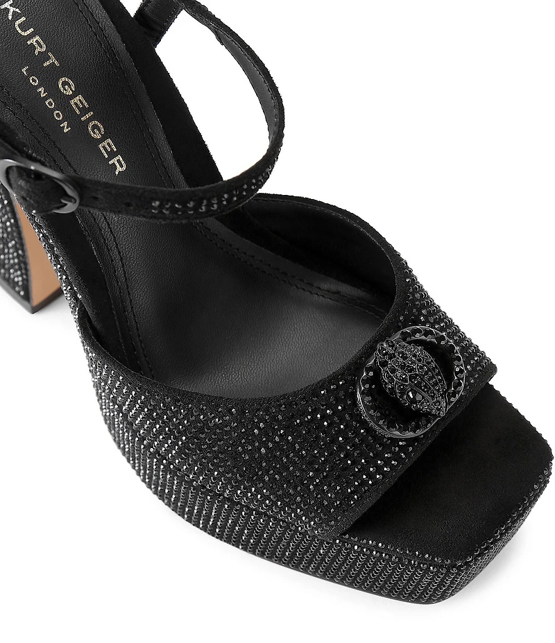Kurt Geiger London Chelsea Embellished Ankle Strap Peep Toe Platform Dress Sandals
