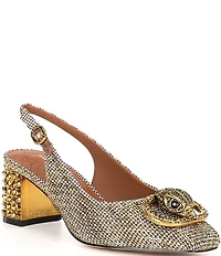 Kurt Geiger London Chelsea Crystal Embellished Houndstooth Logo Ornament Slingback Pumps