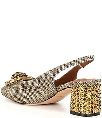 Kurt Geiger London Chelsea Crystal Embellished Houndstooth Logo Ornament Slingback Pumps