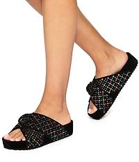 Kurt Geiger London Chelsea Heart Embellished Cross Strap Slide Sandals