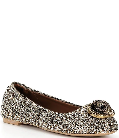 Kurt Geiger London Chelsea Houndstooth Crystal Ornamented Ballerina Flats