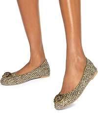 Kurt Geiger London Chelsea Houndstooth Crystal Ornamented Ballerina Flats