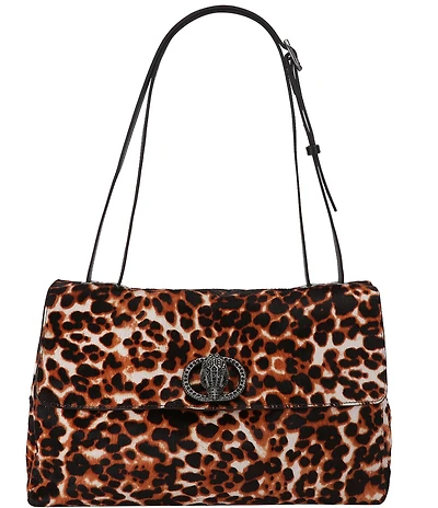Kurt Geiger London Chelsea Cheetah Print Large Slouch Flap Shoulder Bag